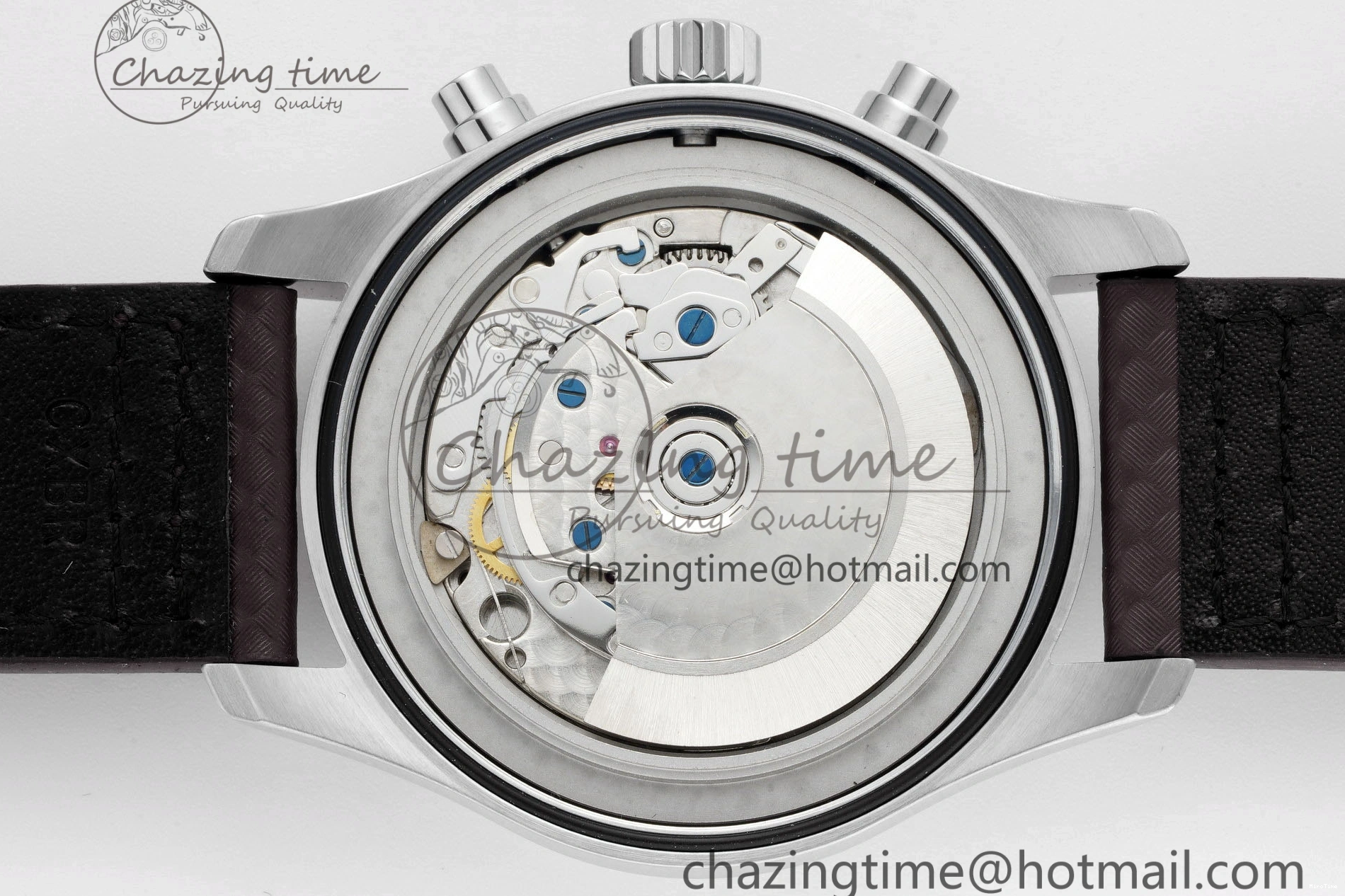 MIROTIME 0509 Pilot Chrono SS AZF 1:1 Best Edition Black Dial Orange Markers on Brown Leather Strap A EasyCare 7065